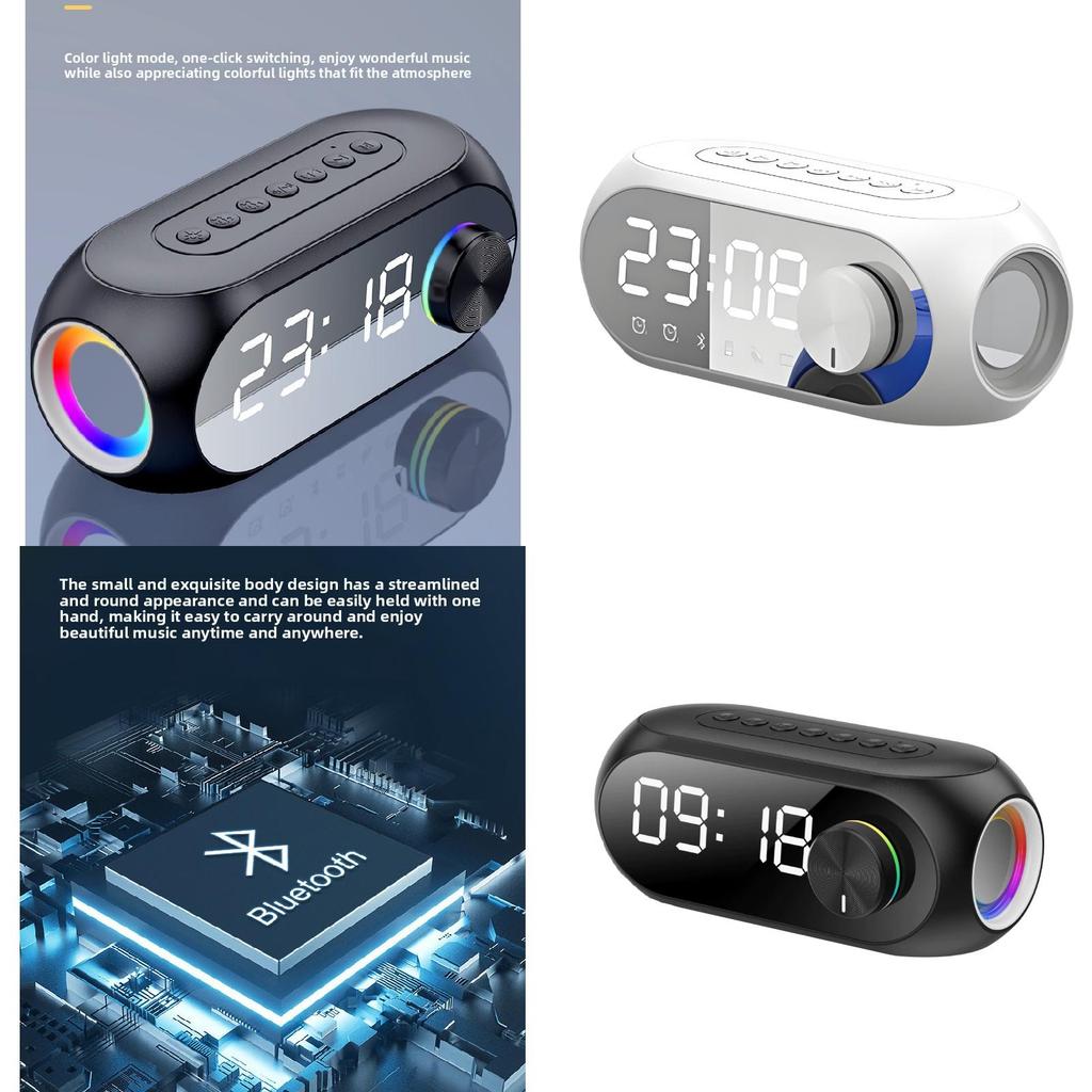 Bluetooth Rgb Bass Portable Clock Speaker With Fm Radio For Home Outdoor Fitness