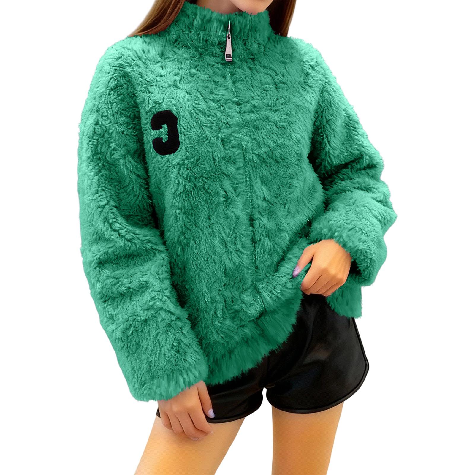 

Женское модное и повседневное пушистое пальто с длинными рукавами XXXL зелёный