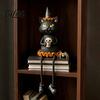 Pumpkin Decor for Living Room Halloween Figurines, Spooky Ghost Skeleton Black Cat Resin Ornaments, Unique Gifts Lovers Tabletop Mantel Shelf