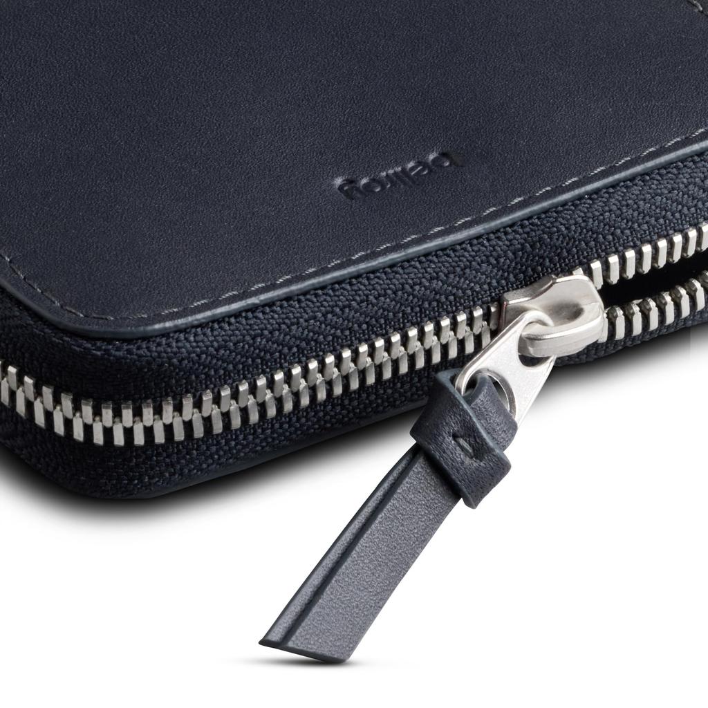 Bellroy Folio Piccolo Zippered Leather Mini Wallet for Men and Women with Card Slots, Coin Purse, and Key Storage - Navy