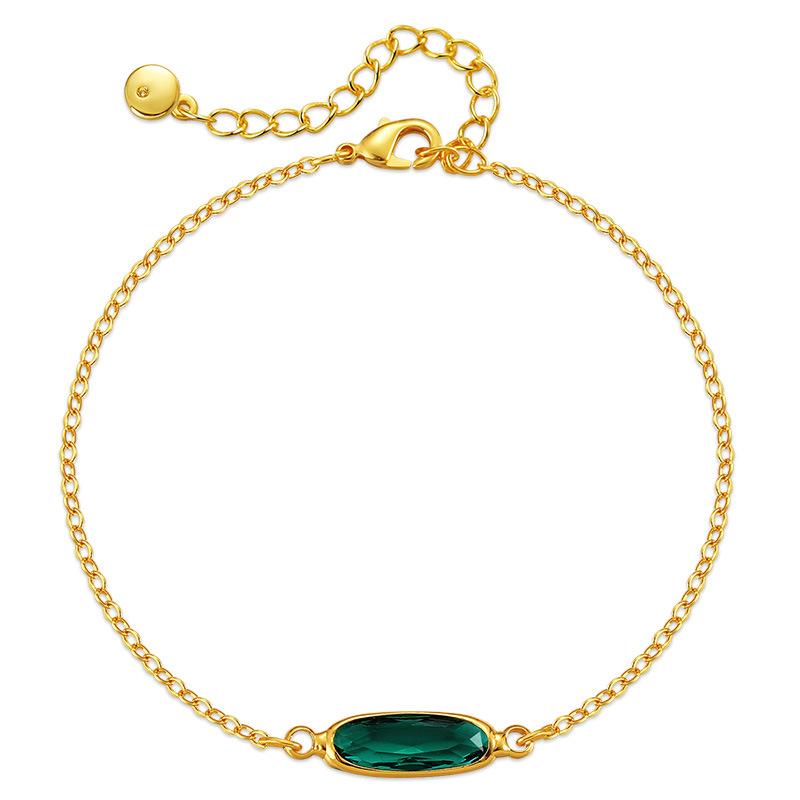 

Fashion Trends Geometric Green Crystal Stone Adjustable Chain Bracelet for Women, Fashion Zircon