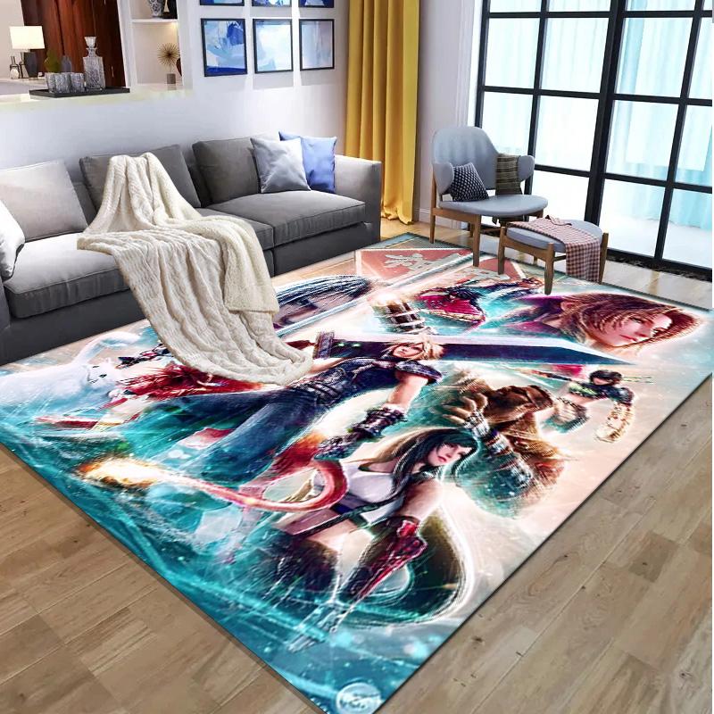 Final Fantasy Pattern Rug, Indoor/Outdoor Mat, for Picnic, Gameroom, Bedroom, Office, Living Room, Home Decor Carpet, Birthday Gift