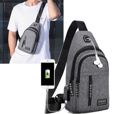 Waterproof USB Male Chest Bag  Fashion Men's Bag  Shoulder Bag  Crossbody Bag  Sports Backpack  Diagonal Packaging  New