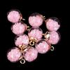 10 stykker 16 mm Tiny Star Glass Ball Charms Pendant DIY Craft rosa