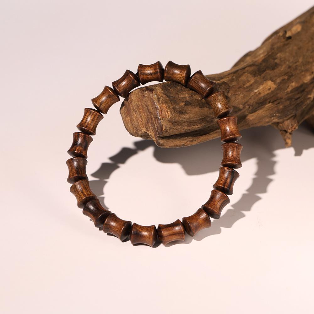 Golden Sandalwood Buddhist Prayer Beads Bracelet - Retro Wooden Rosary for Men & Women