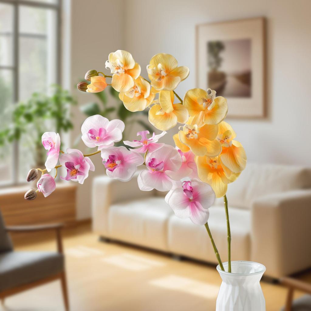 Large Wet Feel Phalaenopsis Orchid Artificial Flower for Home Décor and Weddings
