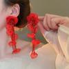 Dopamine petal mesh stud earrings new popular seaside vacation wind earrings exaggerated temperament versatile earrings wholesale