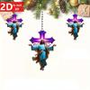 2D Jesus Cross Butterfly Pendant. Durable, lightweight decor for car mirrors, backpacks & keychains.