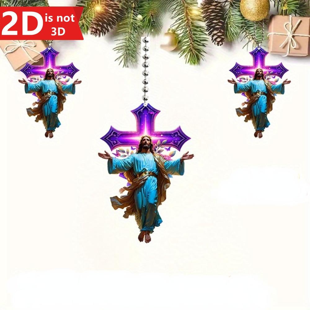 2D Jesus Cross Butterfly Pendant. Durable, lightweight decor for car mirrors, backpacks & keychains.