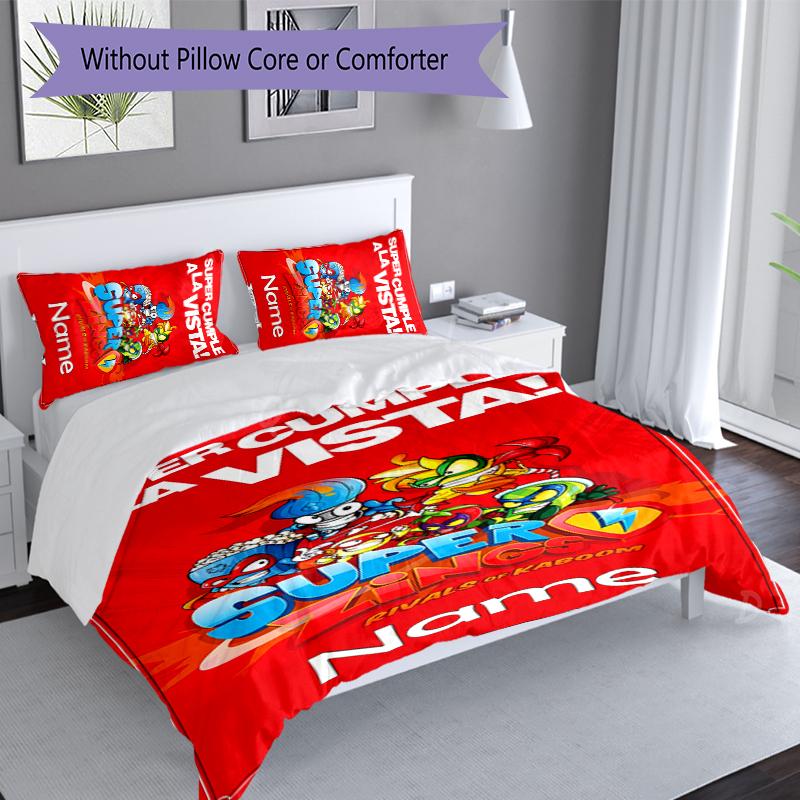 3pcs Custom Name SuperZings Bedding Set,Includes 1 Duvet Cover and 2 Pillowcases,All-season Bedroom Decor