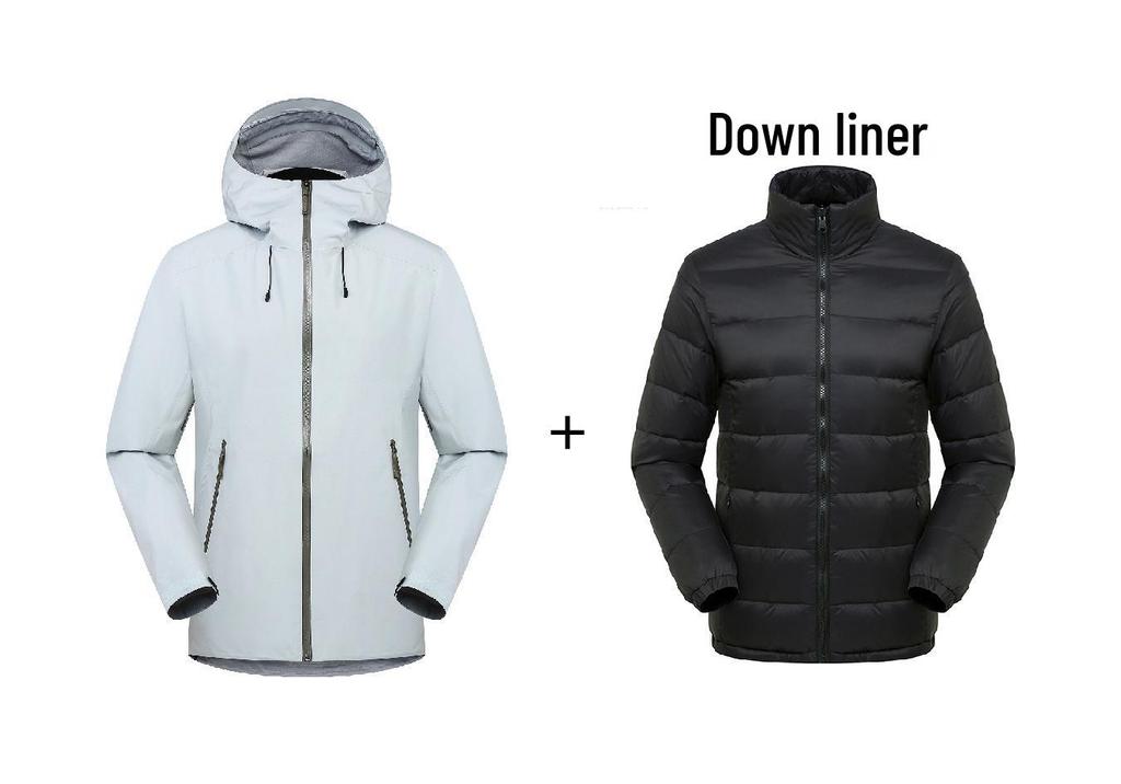 Unisex Waterproof 3-in-1 Mountaineering Jacket Set with Taped Hardshell