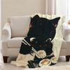 Blanket Throw Black Super Cosy Plush Living Sushi Room Sofa Couch Childish Birthday Cat Gifts