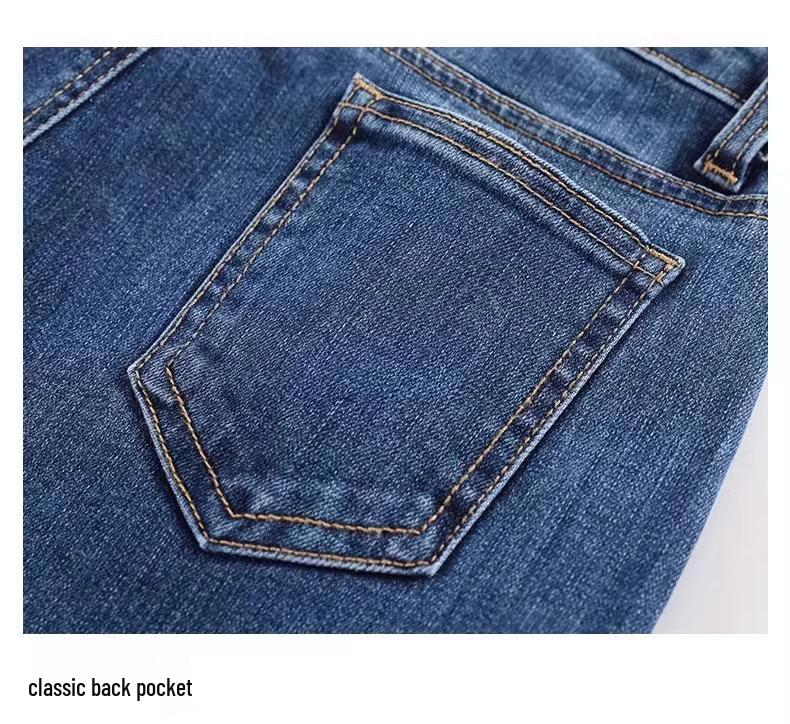 Women's High Waist Straight Leg Slimming Jeans - 2025 Spring & Autumn, Dark Blue, Petite Fit, Hot Style
