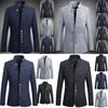 Stylish Mens Single Breasted Stand Collar Jacket Casual Business Tunic Suit Coat