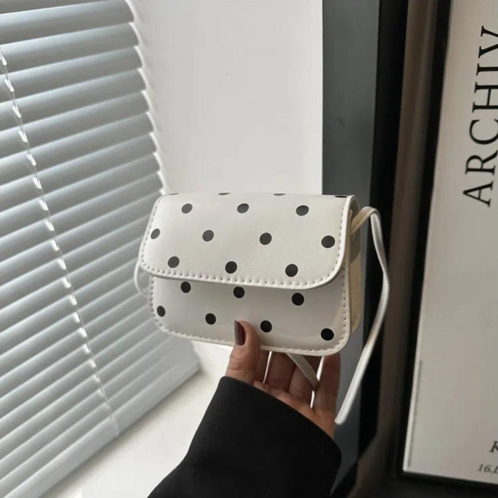 Fashionable Polka Dot Print Mini Shoulder Bag PU Material Polyester Lining Crossbody Bag Lightweight Women's Bag Women