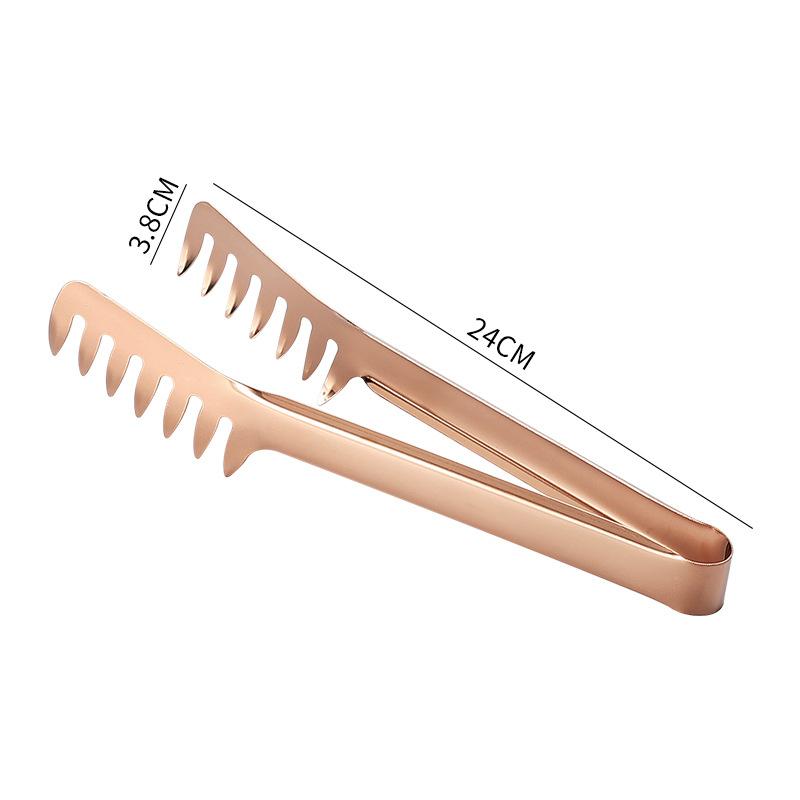 Kitchen Food Tongs Stainless Steel Color Comb Type Meal Clip Non Stick Cookware Salad Beef Buffet Clamp Home Accessories