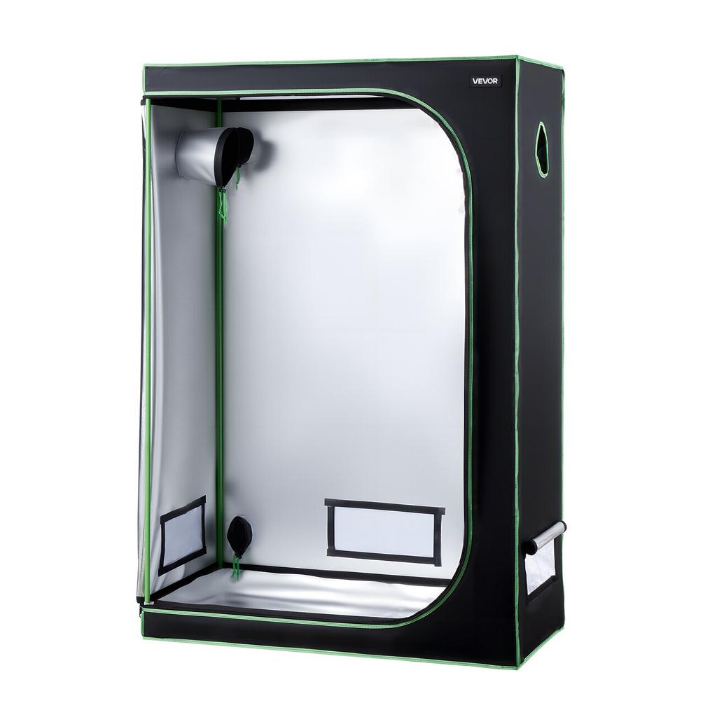 VEVOR Indoor Grow Tent, 120 x 60 x 180 cm, 600D High Reflective Mylar, Indoor Plant Tent with Observation Window, Floor Tray & Zipper