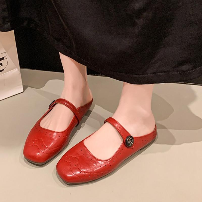 Fashion Hollow Square Toe Women Sandals Flats Mules Slippers Shoes Summer 2025 Slingback Casual Shoes Flip Flops Sport Sandalias Mujer