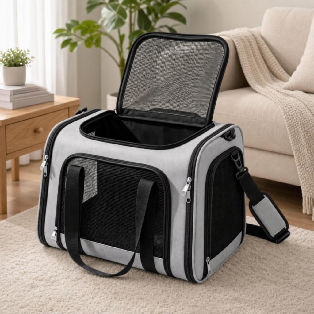 Pet Carrier Bag Breathable with Mesh Panels Collapsible Lightweight
