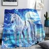 Unicorn Print Flannel Blanket, High Quality Comfortable for All Seasons, Home Decor, Warmth and Comfort, Perfect for Christmas Gifts