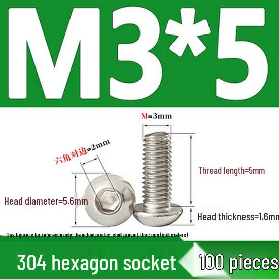 ISO7380 Stainless Steel Hex Drive Dome Head Screws - M2 to M16