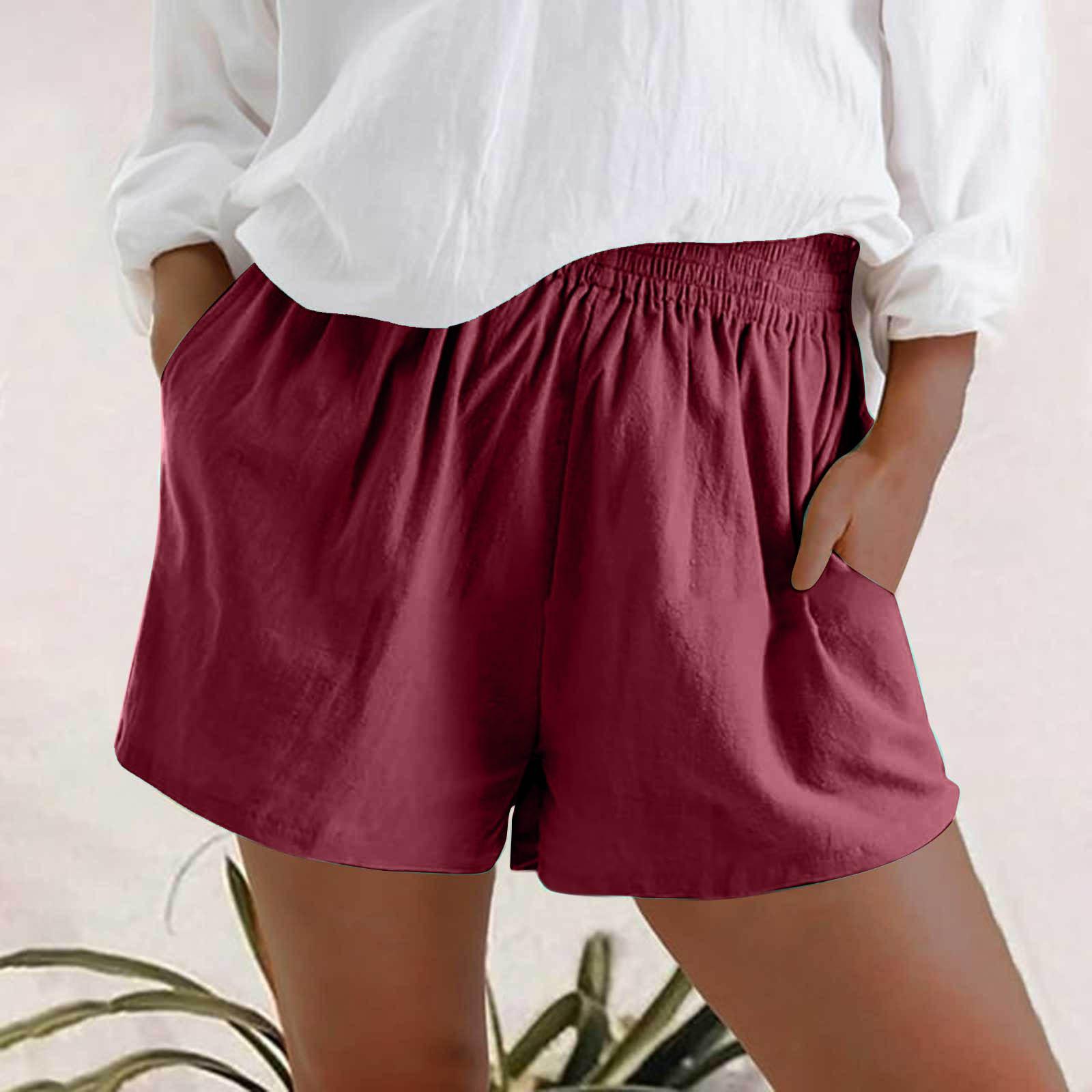 

Fashionable Women s High Waisted Shorts, Beach Pants, Wide Leg Pants, Casual Pants XL винний