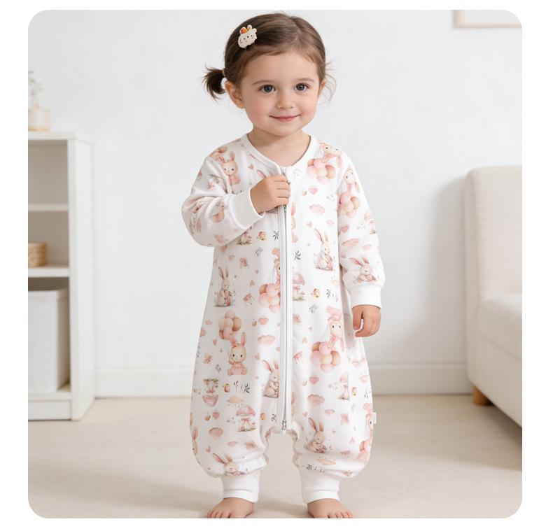 Four Seasons Pure Cotton Baby Sleeping Bag with Zipper - Anti-kick Design for Air-Conditioned Rooms