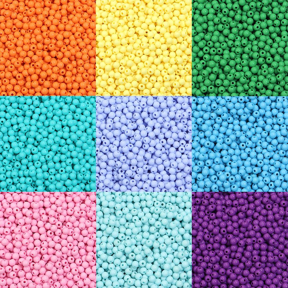 1000pcs/lot 5mm Solid Color Acrylic Round Beads Loose Spacer Mini Seed Bead For Jewelry Making DIY Bracelet Necklace Accessories