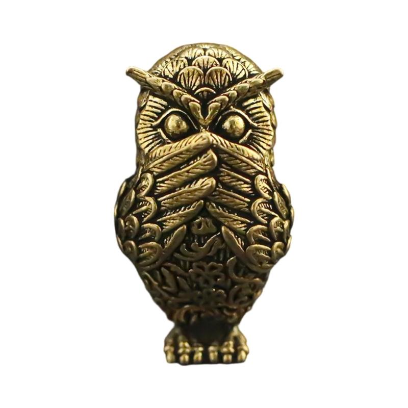 

Retros Owl Sculpture Solid Brasses Durable Decoration for Desk Shelf Gift Artistic Handmade Figurine
