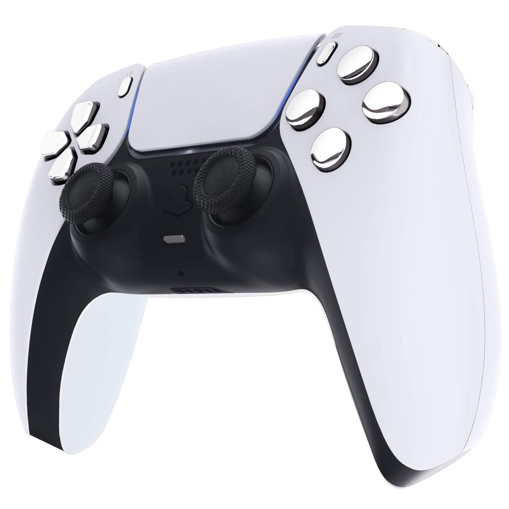 eXtremeRate Replacement for PS5 Controller Share Optional Face Chrome Full Button Set for PlayStation 5 Controller Not D-Pad (BDM-010 & 020), R1, L1,