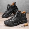 Men's High-top Hiking Boots Casual Sneakers Handmade Leather Shoes 39-46