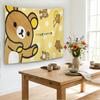R-Rilakkuma Polka Dot Tapestry, Cute Kawaii Bear Wall Hanging, Soft Yellow Aesthetic Bedroom Dorm Decor, Anime Fan Gift