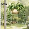 Easy Peel And Stick Home Decor Watercolor Potted Plant Wall Stickers, PVC Waterproof Hanging Pothos/Daisy Decals, Removable Green Leaf Stickers