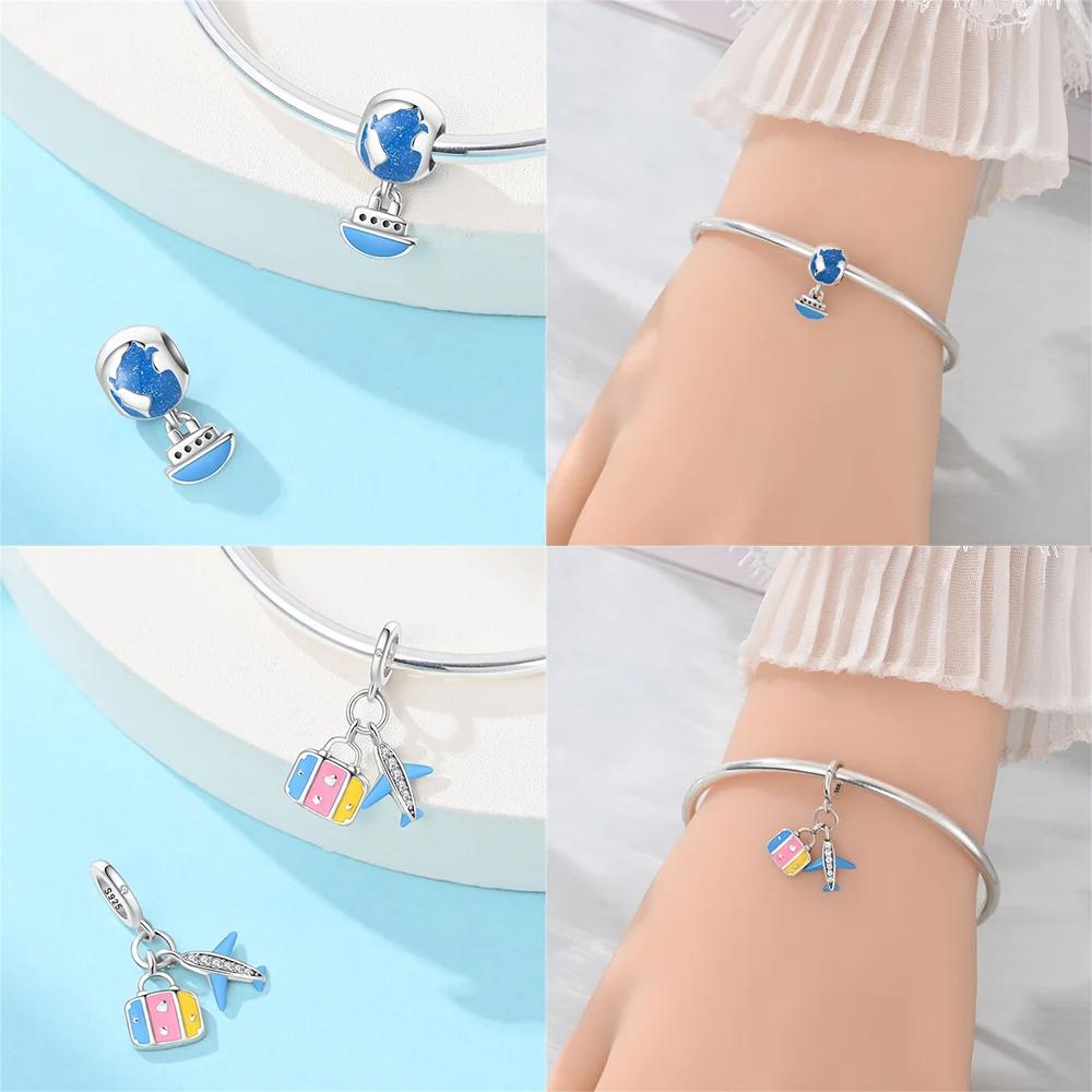 Charm Bead Components Plata Originales Earth Ship Airplane Bead Components Designed For Charm Bead Components Copper Metal Bracelet High Quality Fine