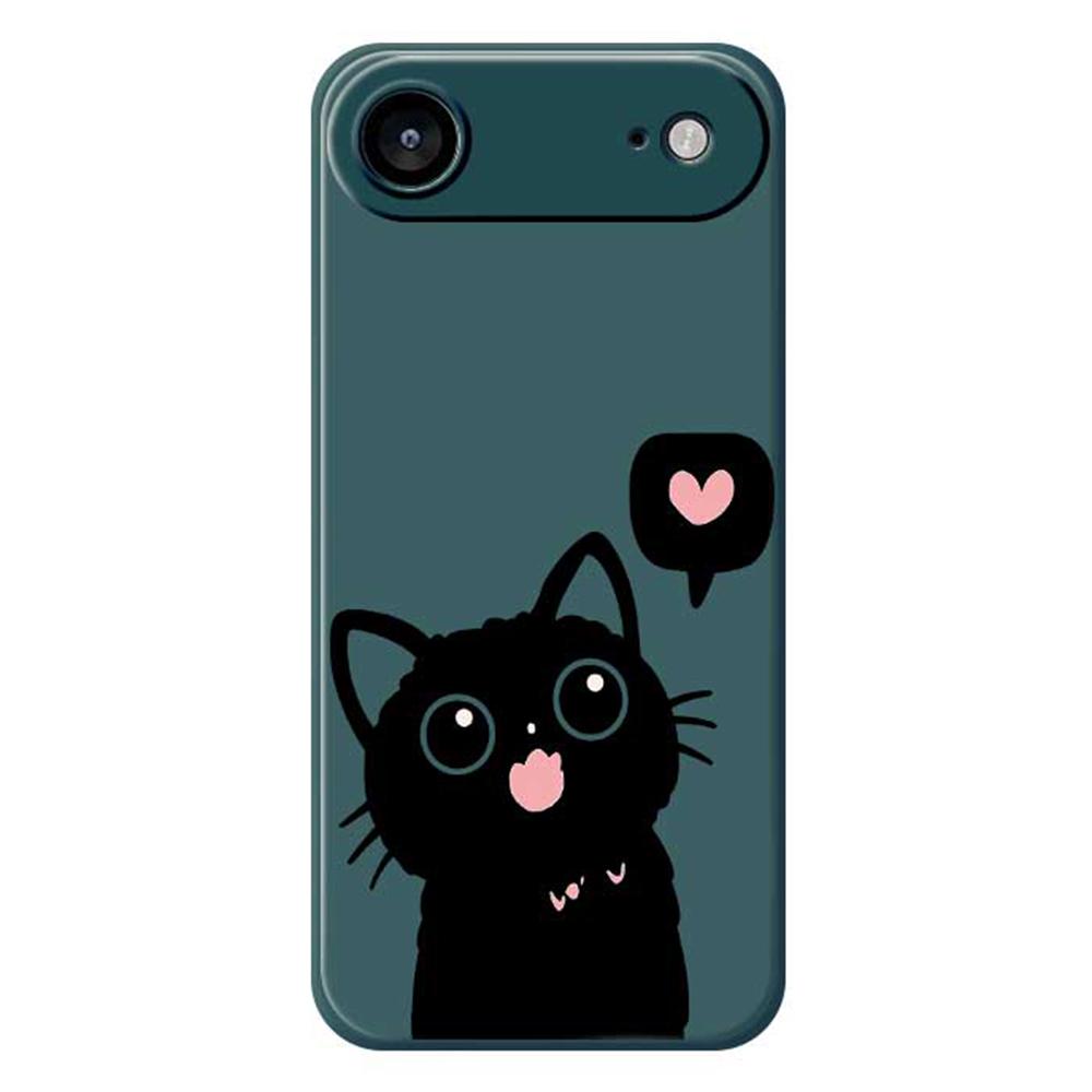 For iPhone 17 Air Case Love Black Cat Pattern Printing Straight Edge TPU Phone Back Cover