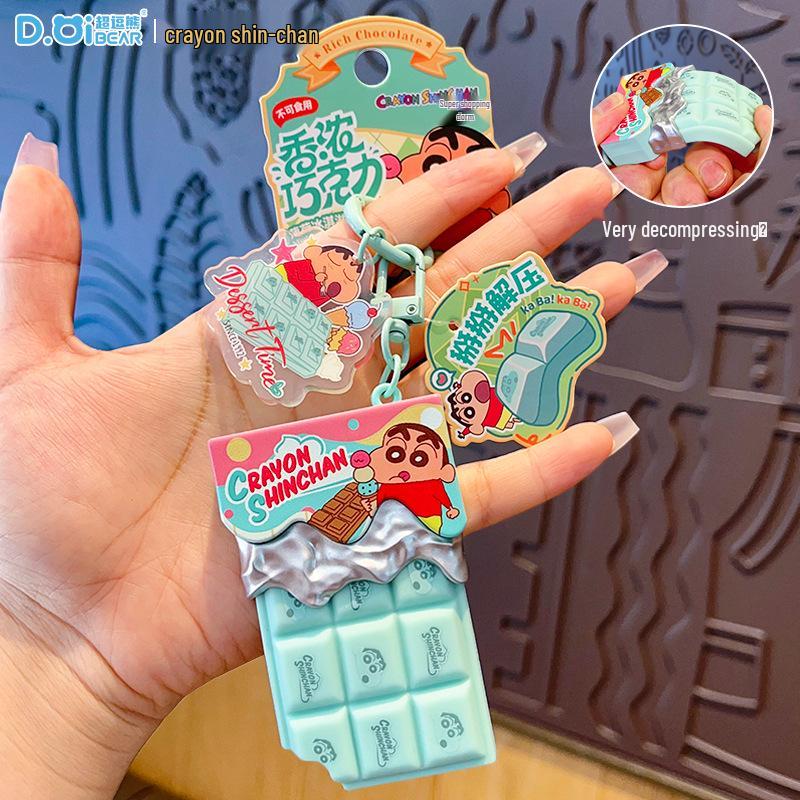Crayon Shin-chan Breakable Chocolate Pendant Keychain - Trendy Decompression Toy Gift