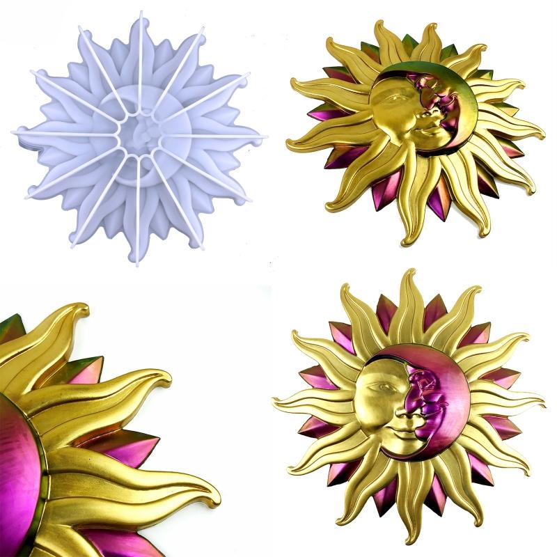 Für Sonne Mond Gesicht Silikon Tablettformen Lustige Deko Resinform DIY Bastelbedarf Herstellung für Untersetzer Schlüsselanhänger Wanddeko