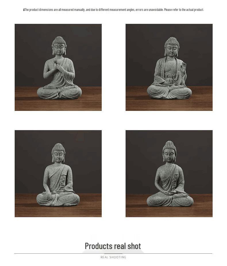 Green Sandstone Buddha Statue: Zen Decor for Home and Garden