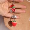 Acrylic Strawberry Beads Phone Chain Bag Hanging Car Keyring Strawberry Keychain Pendant  Gifts