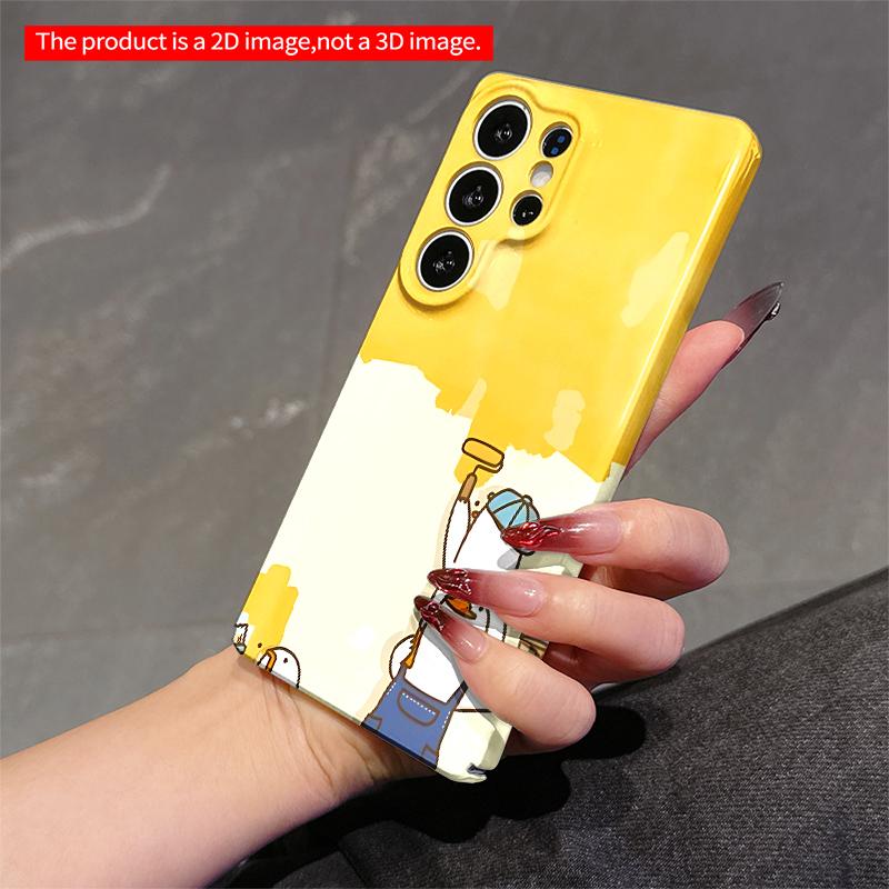 2DFlat Samsung Phone Case Cute Duck Painters Wall Art Phone Case Applicable To Galaxy S23 S24 S25ULTRA S26 A12 A14 A15 A16 A54 A55
