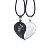Black & White Heart Titanium Steel Pendant Necklace for Couples (Pair)