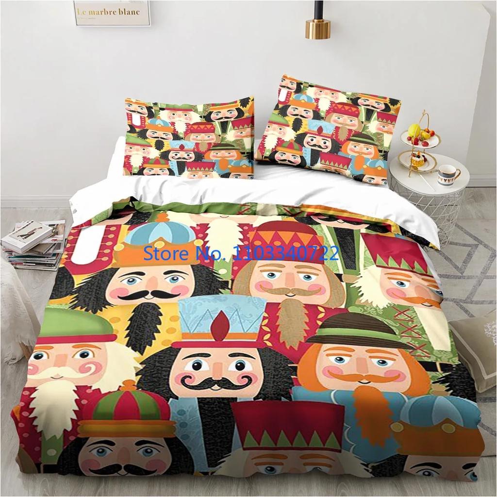 Nussknacker Weihnachtsbaum Stern Bettwäsche Set Bettbezug Set 3D Druck Bettdeckenbezug Bettwäsche für Junge Mädchen Bettwäschesets Dekor