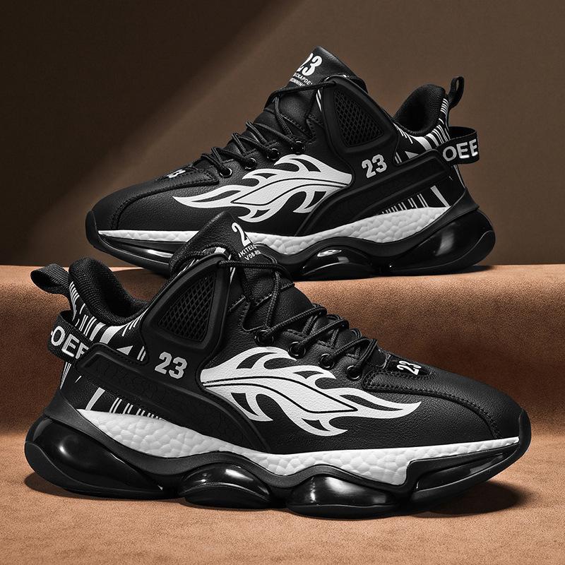 Autumn New Large Size Leather Dad Shoes Men's Shoes Thick Sole Shock Absorption Sports Outdoor Comfortable Casual Shoes Men's Jinjiang Shoes