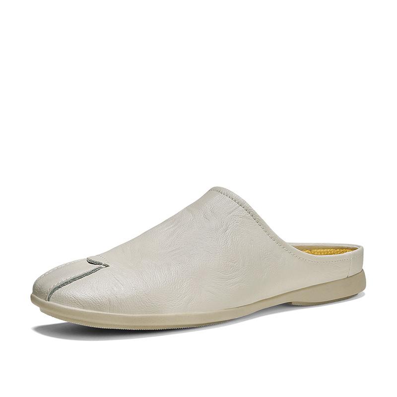 

Doudou shoes men s untied shoelaces men s shoes without heels lazy shoes bag head half slippers casual one pedal half drag men 44 бежевый