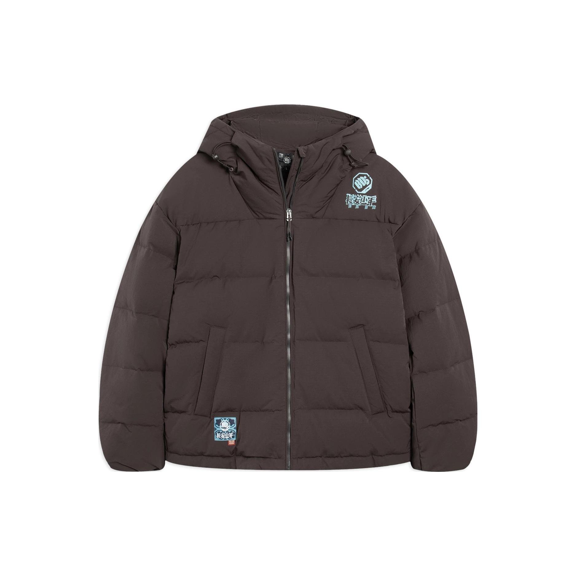 Li-Ning BadFive Changan Boy Graphic Hooded Down Jacket  Brown  Men s AYMS343-3 L