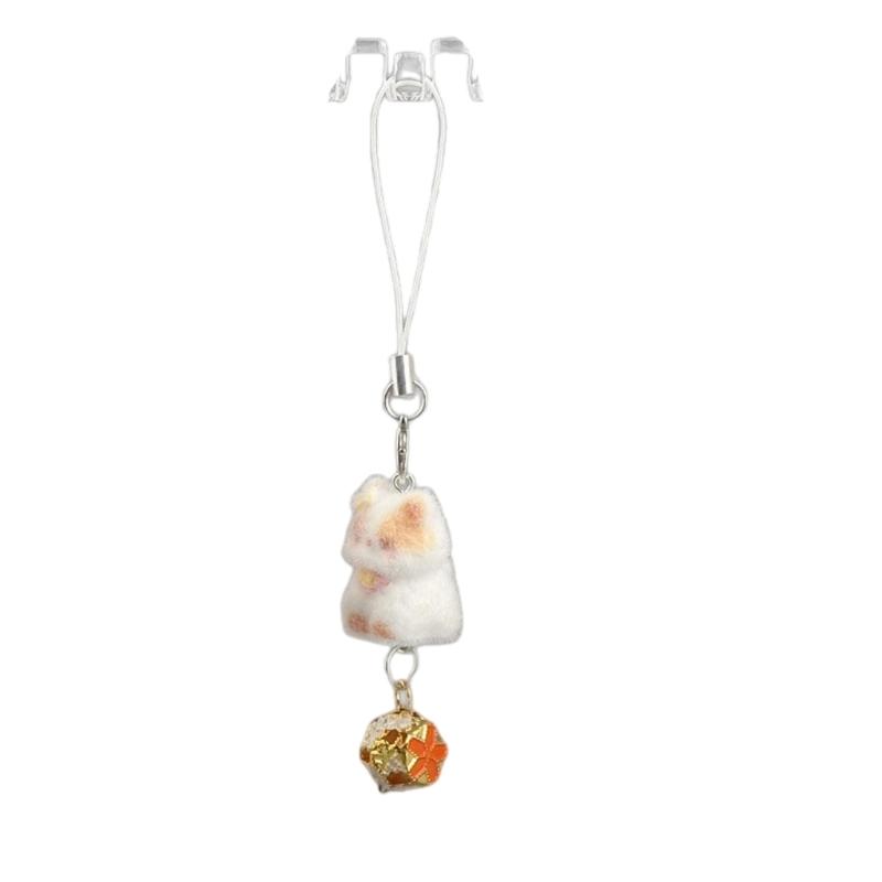 Lovely Cats Flock Design Soft Flocking Keychain Phone Charm for Keys Stylish Sturdy Accessory