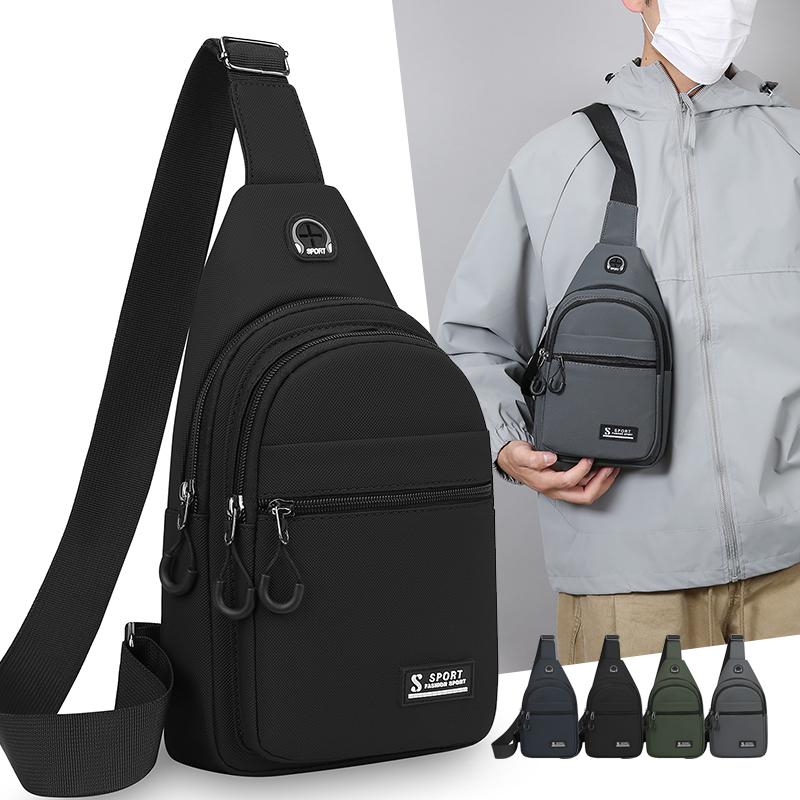 Men's Chest Bag Fashion One Shoulder Crossbody Bag Large Capacity Outdoor Sports Cell Phone Bag