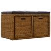Banc - vidaXL - 71 x 40 x 42 cm - Jacinthe d'eau - Cuir artificiel - Marron et noir