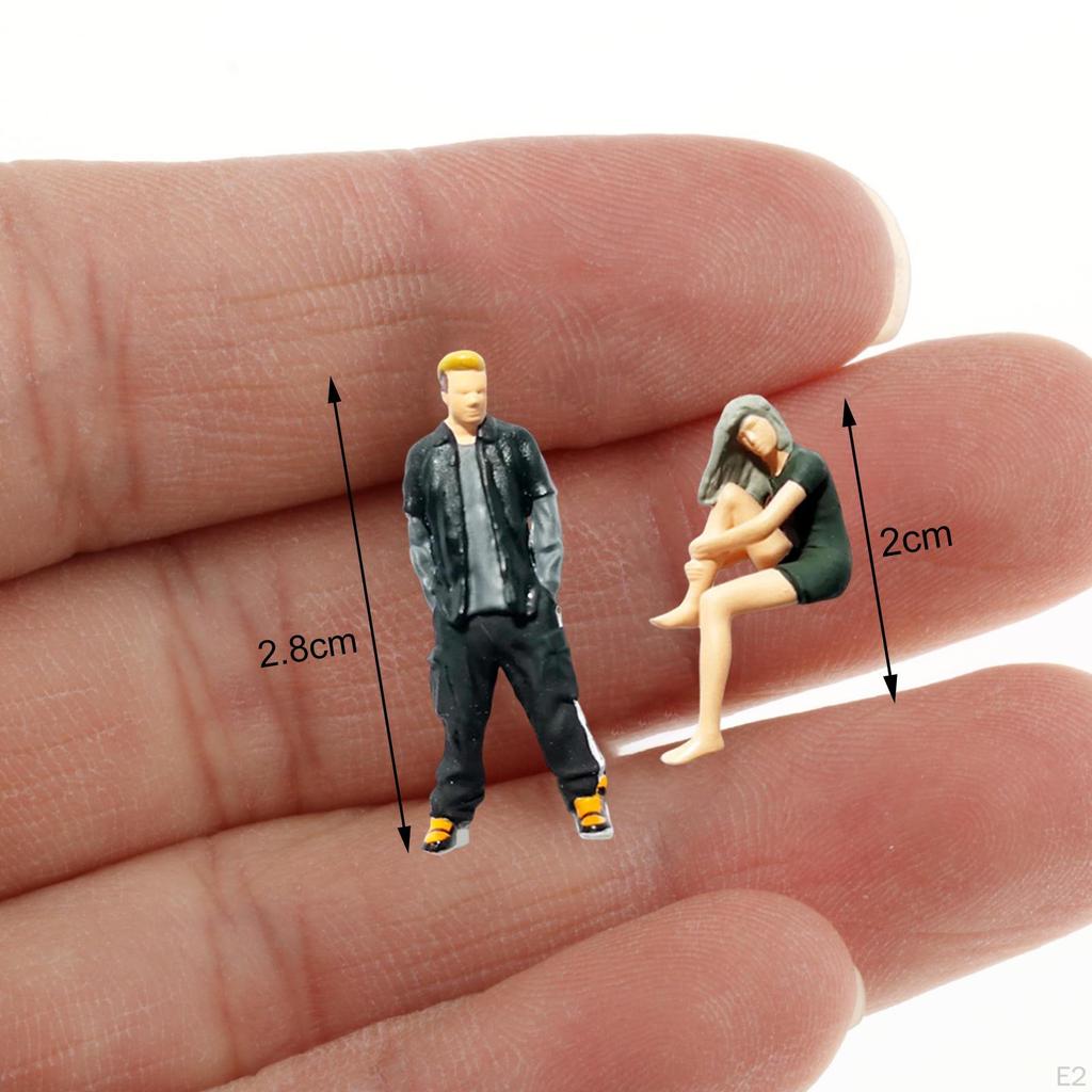 1/64 Miniature Model Street People Figures, Diorama Toys Supplies Scenery Tiny Scenes