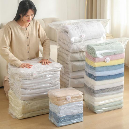 Vacuum Storage Bag Large Capacity Vacuum Seal Bag No Pump Needed Compression Packing for Quilts Comforters Sheets Clothes Blankets